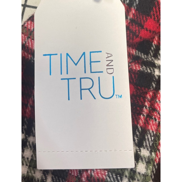 New Time and Tru Womens 3XL Long Sleeve Plaid Flannel Cotton Blend Hoodie - Picture 5 of 5